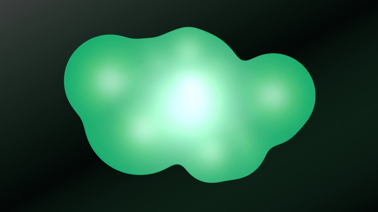 Abstract Green Glowing Liquid Blob Morphing on Dark Background