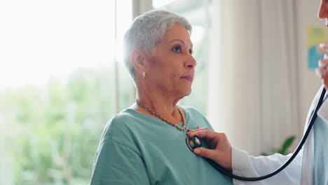 patient, doctor and breathe with stethoscope