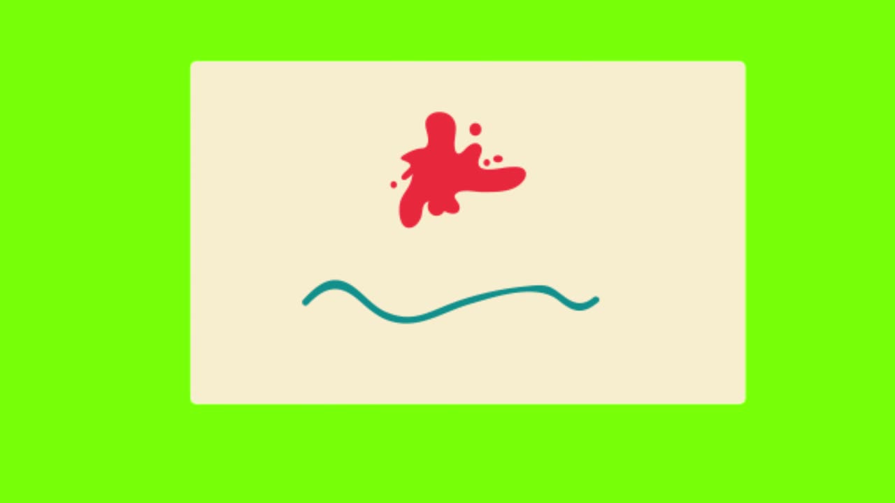 녹색 화면 배경에서 빨간색으로 표시된 블로트의 애니메이션