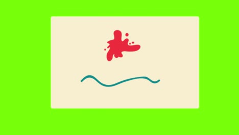 animación de una mancha con color rojo en un fondo de pantalla verde
