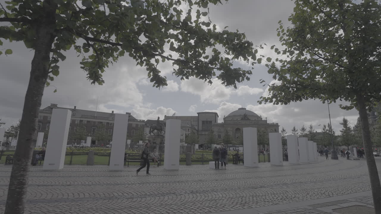 Overview of the New King's Square in Copenhagen Denmark on a cloudy day LOG