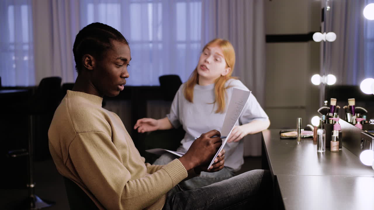 Young actors practising