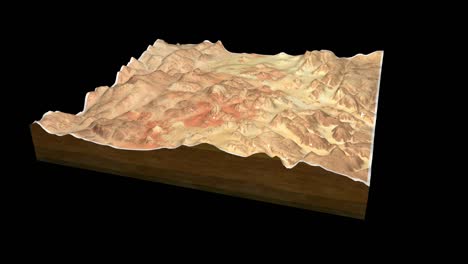 mapa del terreno de la aldea de wadi rum renderizado en 3d animación de bucle de 360 grados