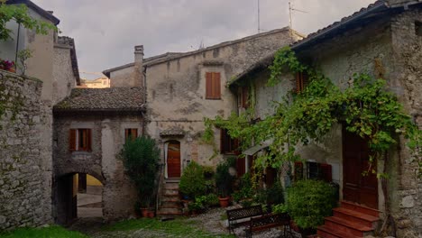 typical houses with a garden in the charming village of spoleto, province of perugia, italy