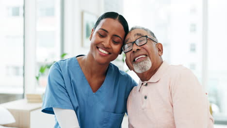 Happy,-senior-man-and-caregiver-in-portrait