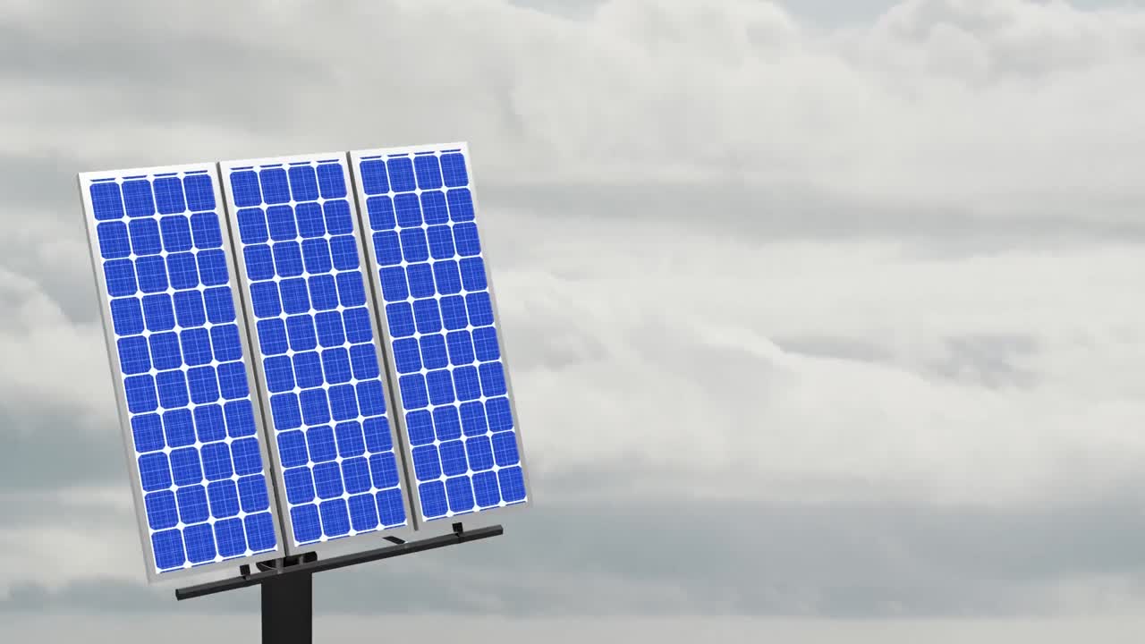 animación de paneles solares con el cielo en el fondo
