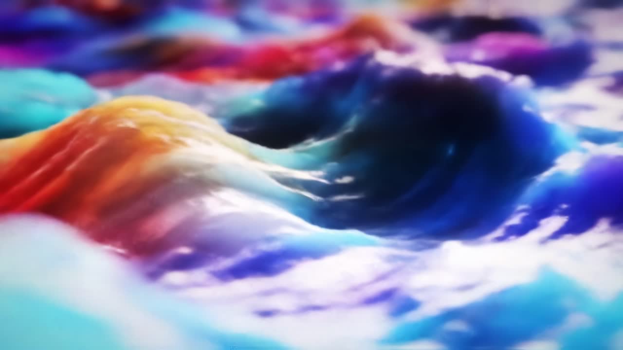 A Stunning Close-Up of Vibrant Swirling Colors Creating an Abstract Ocean-Like Texture, Merging in Rich Hues of Blue, Purple, and Gold