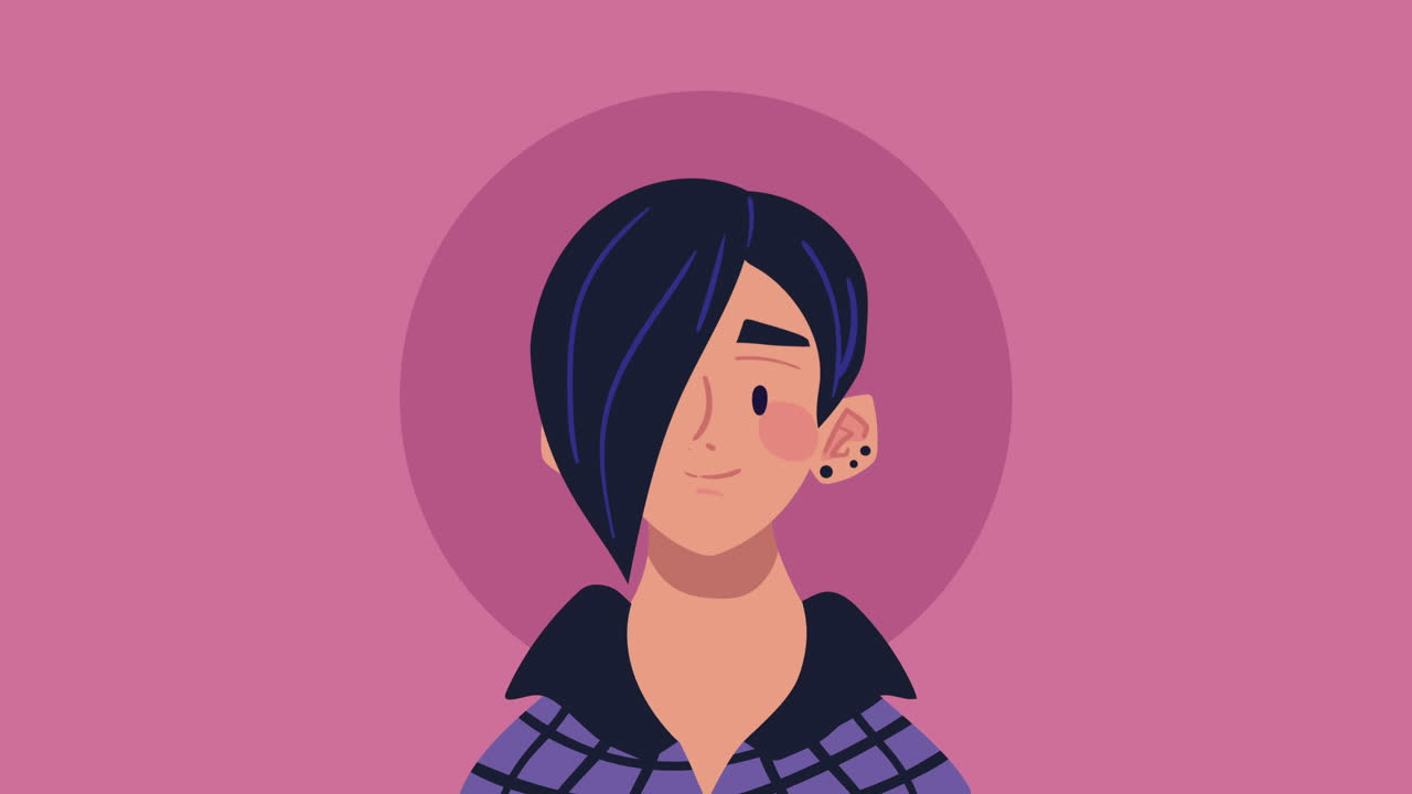 giovane donna avatar personaggio animazione