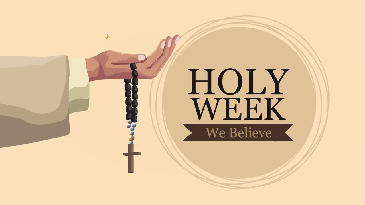 animación de letras de la semana santa con rosario