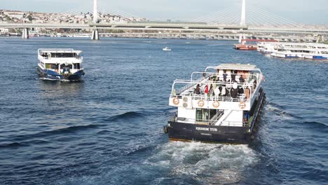 two boats sailing on the water in istanbul, turkey