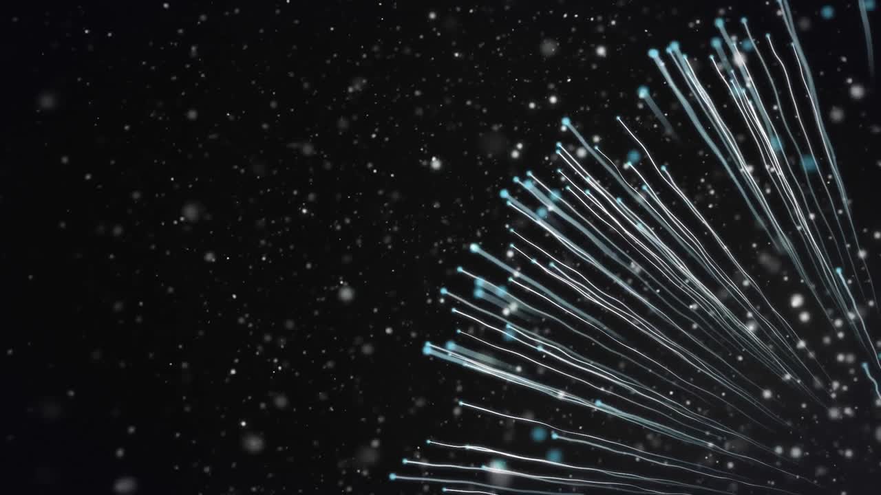 animación de la explosión de rastros luminosos sobre puntos de luces en el fondo