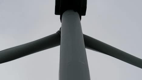 slow motion of spinning wind generators in the foggy weather.