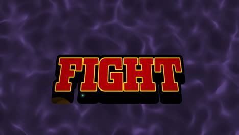 animation of fight text over purple liquid background