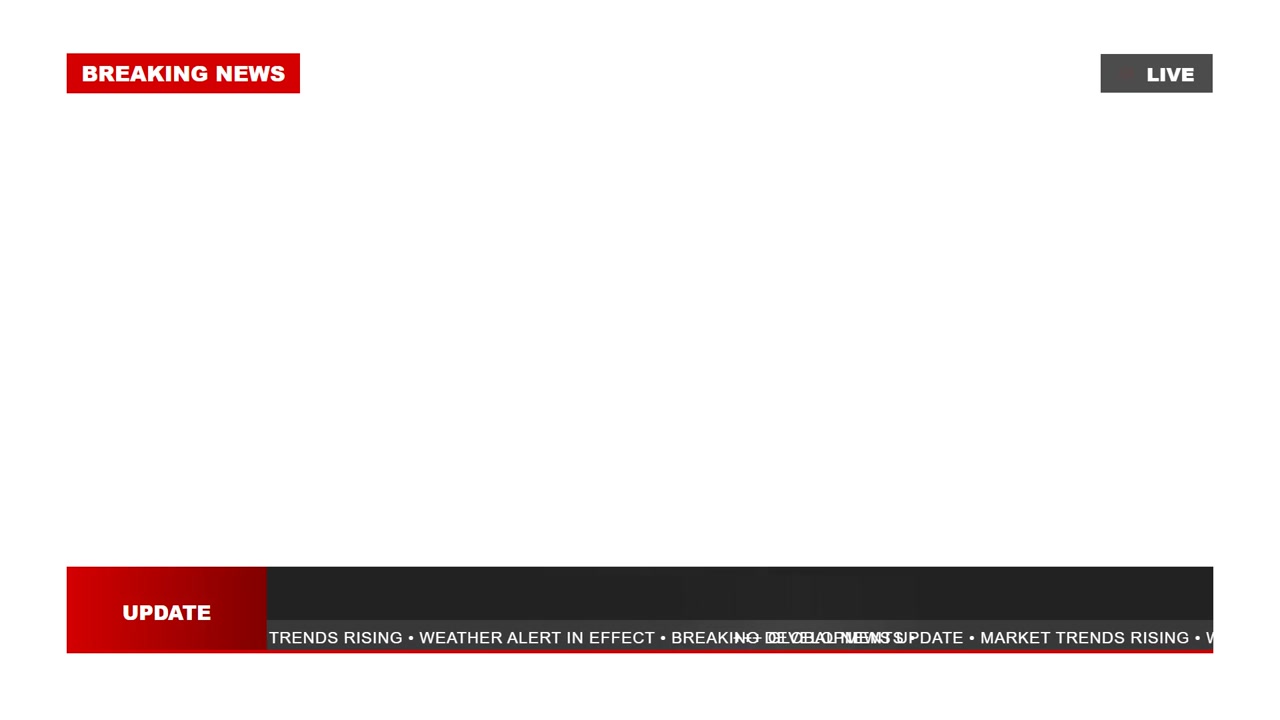 Breaking News Broadcast Graphic Overlay with Scrolling Ticker