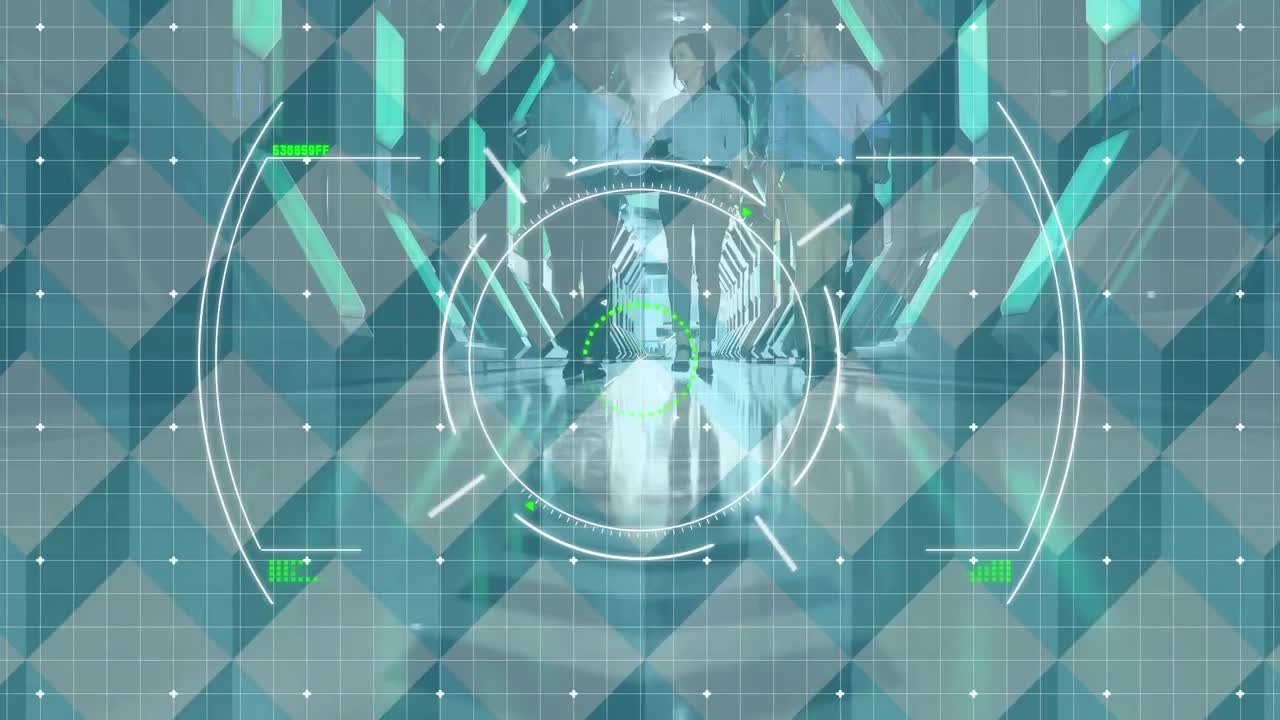 걸어다니는 사업가들 위에서 금융 데이터 처리의 애니메이션