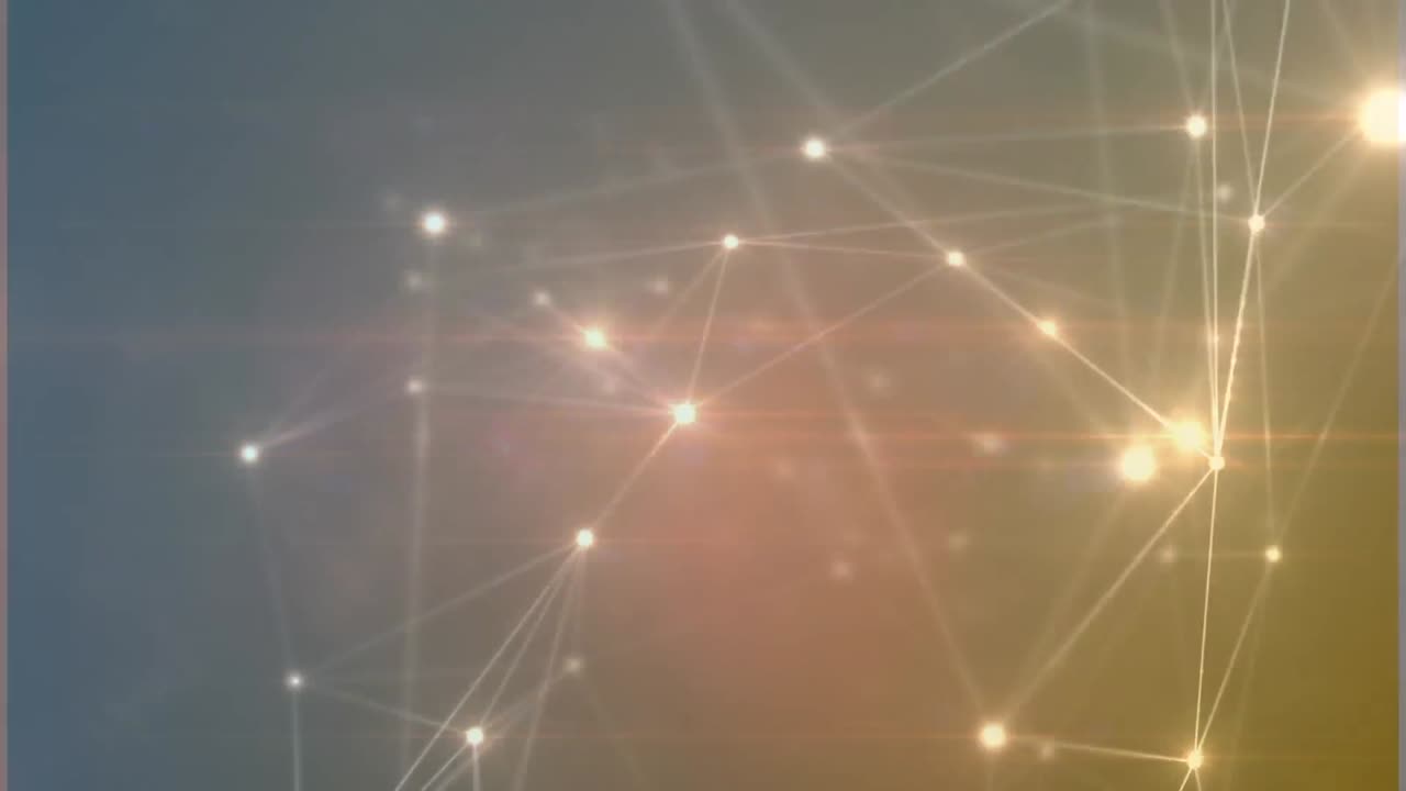 추상적인 배경에서 움직이는 선으로 연결된 조명된 점들의 애니메이션