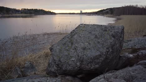 Rock-on-a-shore-during-the-sunset