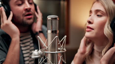 singing duet in recording studio