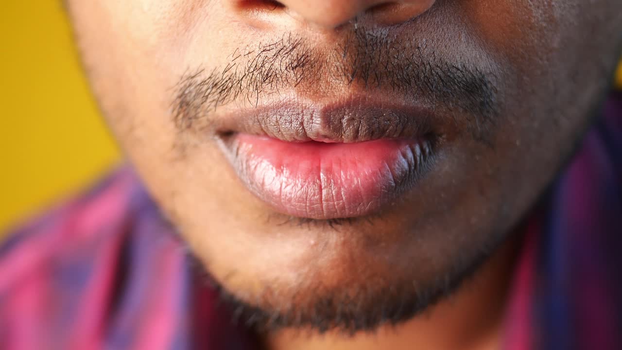 primer plano de la cara y la boca de un hombre