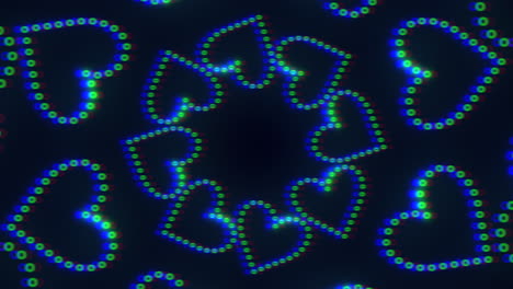 corazones de círculos un encantador patrón circular en un fondo negro