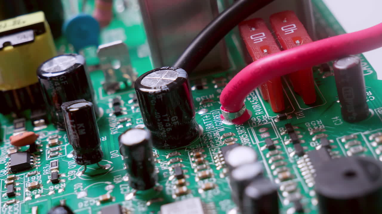 alejándose lentamente de una placa de circuito recién ensamblada