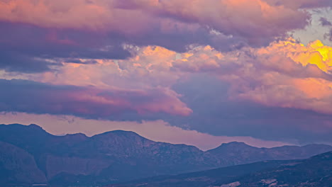 wonderful landscape of the sky with pink and orange clouds at sunset and sunrise with fast camera and time lapses