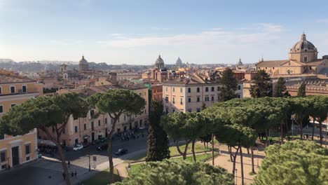 sunset in city of rome, italy