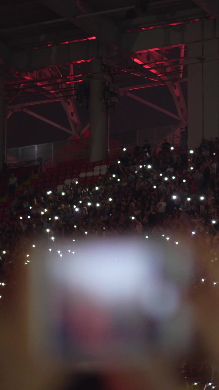 Una splendida vista di tribune affollate a un concerto di musica