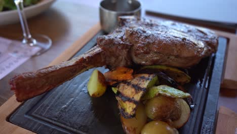 beef steak with carrot potatoes and various but vegetables is ready