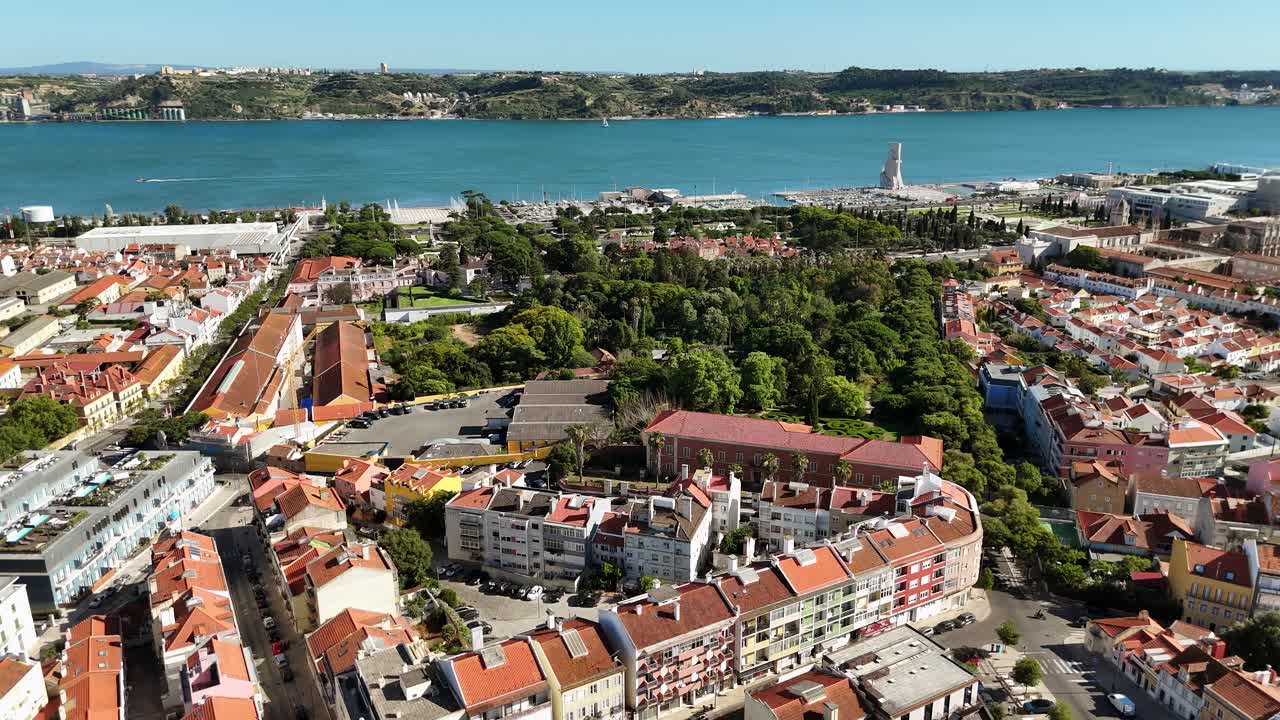 Aerial View of Lisbon, Portugal, Featuring Cityscape and Tagus River