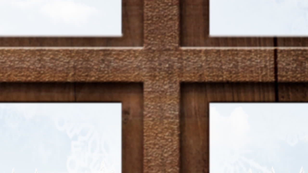 산타클로스가  ⁇ 매를 타고 렌더와 함께 창문을 통해 보이는 애니메이션