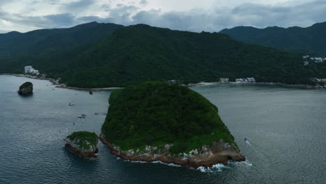 aerial view over the mismaloya arches, on the coast of puerto vallarta, mexico