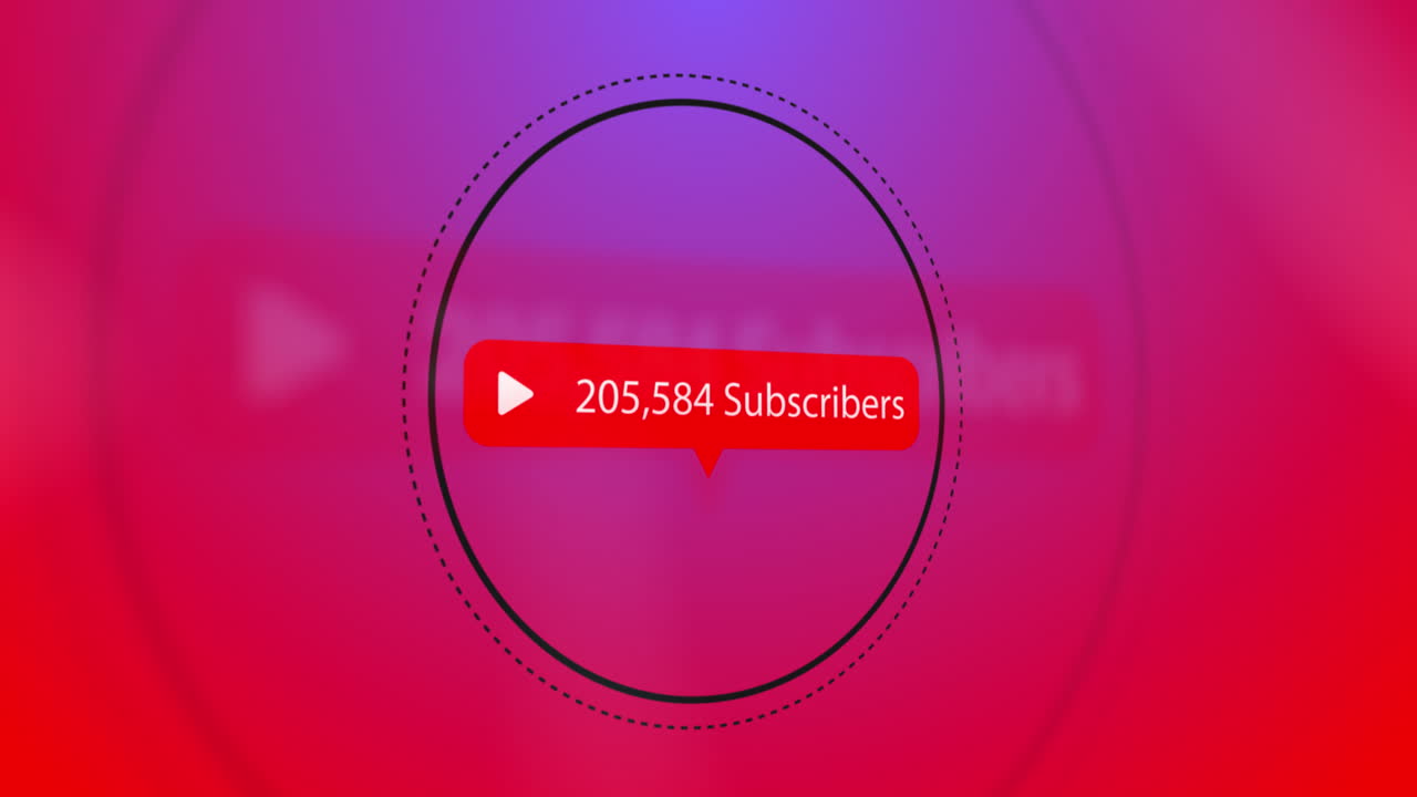 el número de suscriptores animados aumenta en una interfaz de redes sociales digitales.