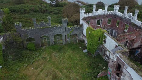 soldiers point house aerial view over abandoned overgrown holyhead victorian castle mansion ruins