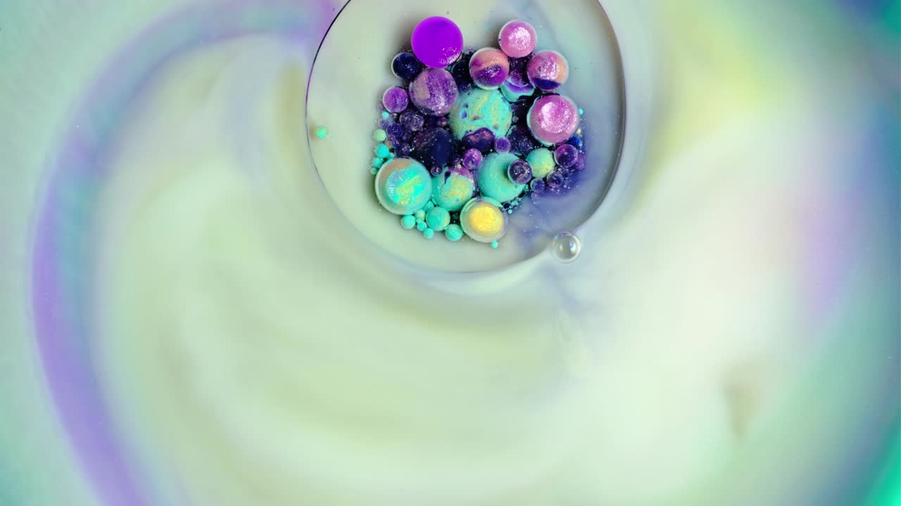 pintura colorida y burbujas fondo abstracto video 4k