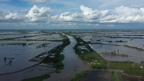 Aerial-view-of-colorful-Mekong-Delta-over-canal-and-agricultural-land-in-Vietnam