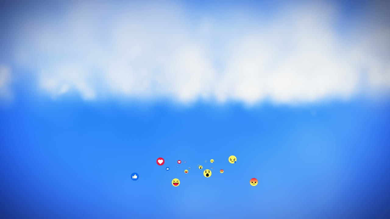 이모지 아이콘이 구름과 함께 하늘을 날고 있습니다.