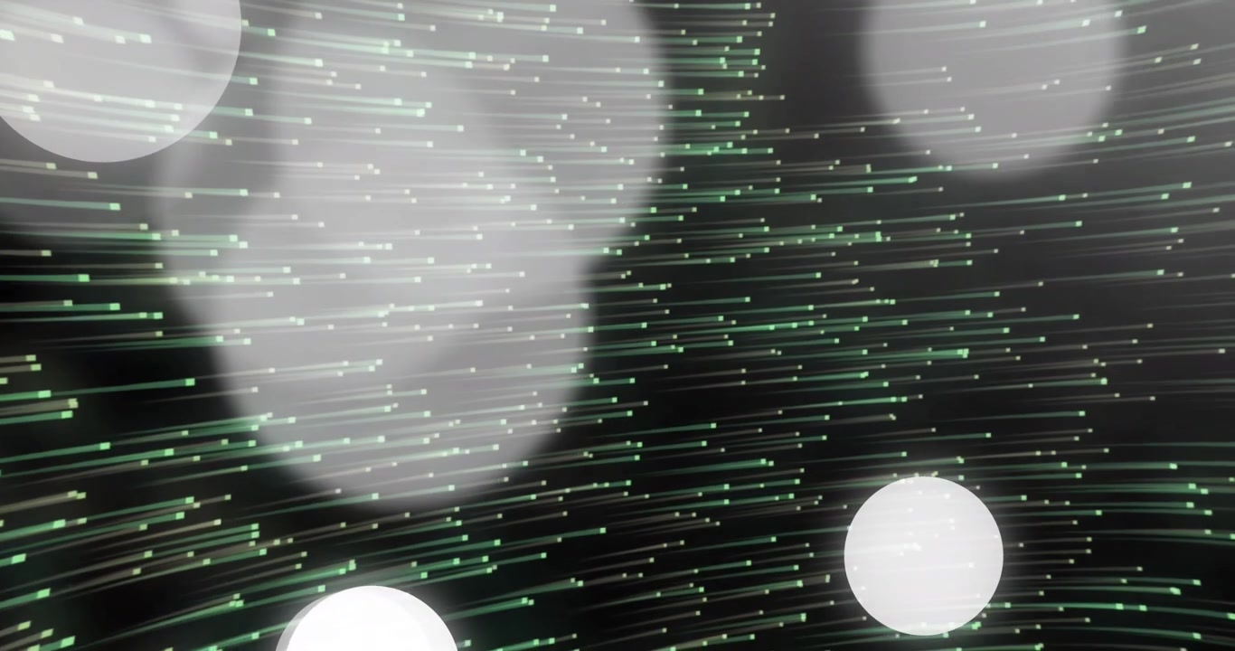Animation of spots of light over green light trails