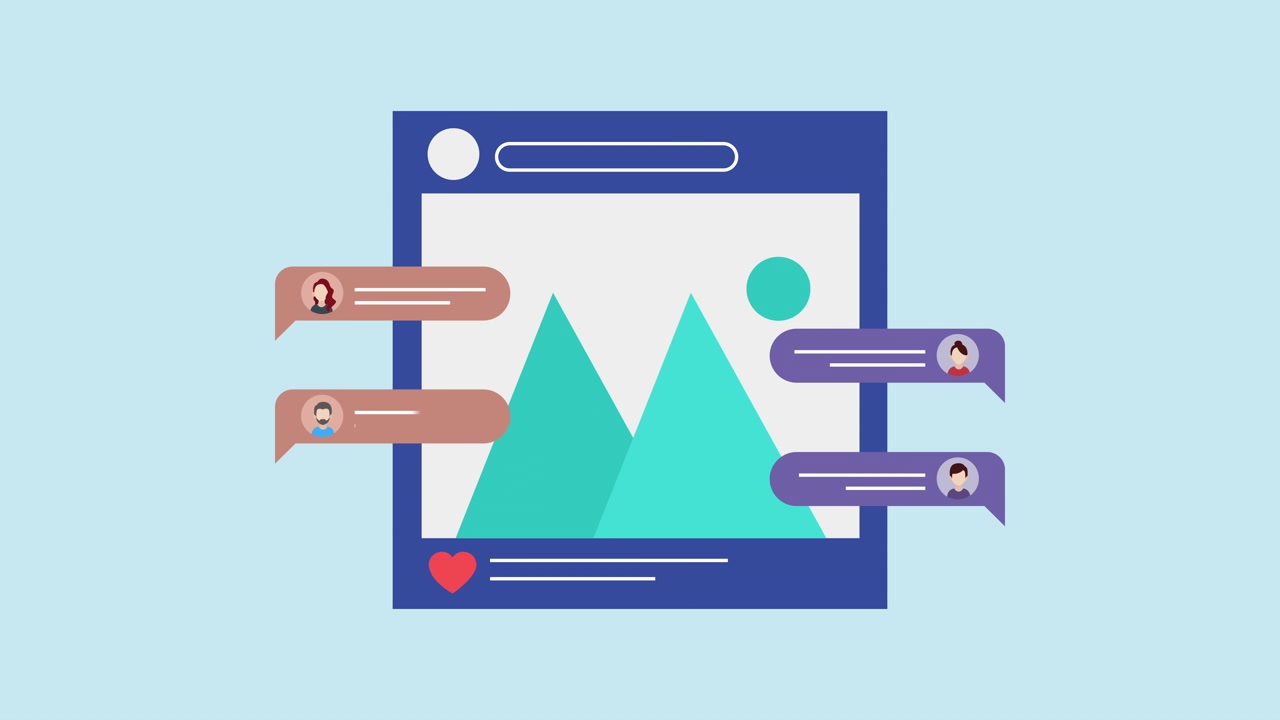 Animated Social Media Post Interface with User Comments