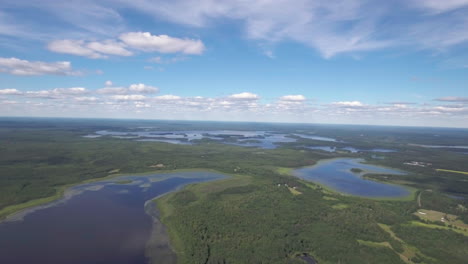 aerial over midwest lakes and waterways