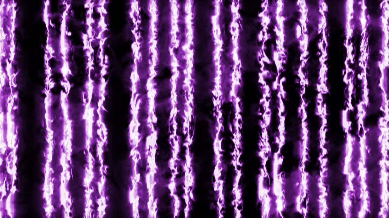 rayos láser púrpura verticales en fondo negro. espectáculo de animación de láser de fuego. rayos de luz en estilo de los años 80. composición horizontal, calidad de video 4k