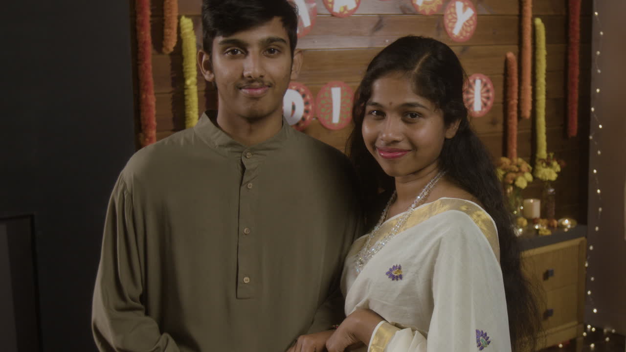 Portrait of a couple celebrating Diwali