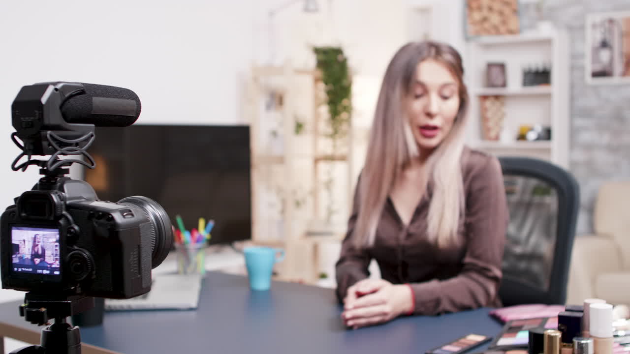 Female Influencer Recording Makeup Tutorial