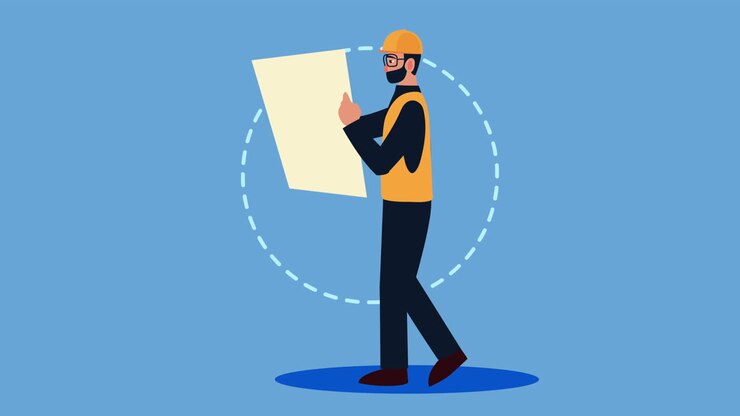 architect reading plan professional character