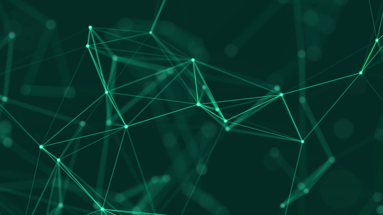 Abstract polygonal space with dots and lines motion. Data technology and scientific illustration. 3d rendering. Seamless loop. 4K