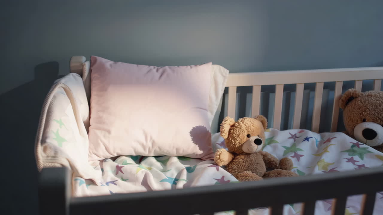 Baby crib with teddy bears