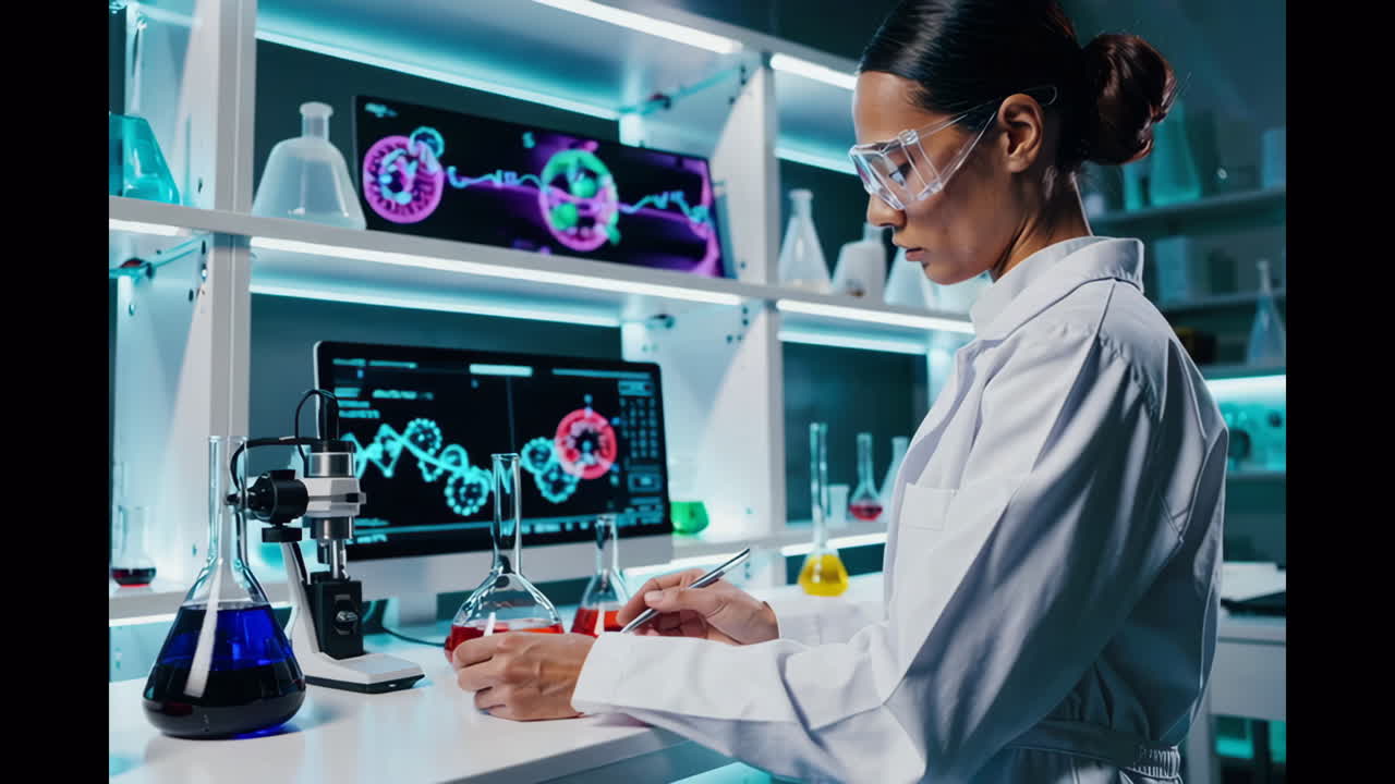 scienziato che conduce un esperimento in laboratorio