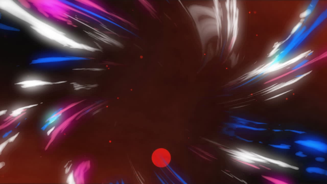 animación de rastros de luz y puntos sobre fondo rojo