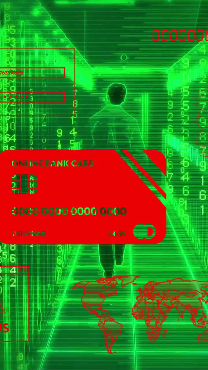 Animation of binary coding and data processing over computer servers