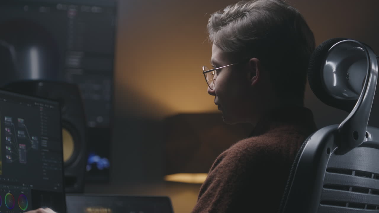 Video Editor Working on Project